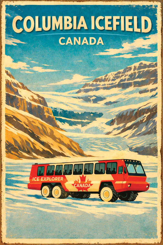 Columbia Icefield Canada Vintage Travel Poster