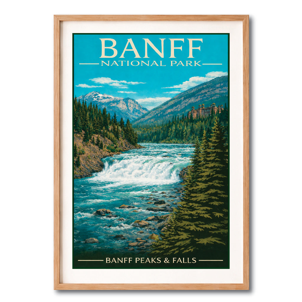 Banff Bow Falls Vintage Wall Art Digital Download