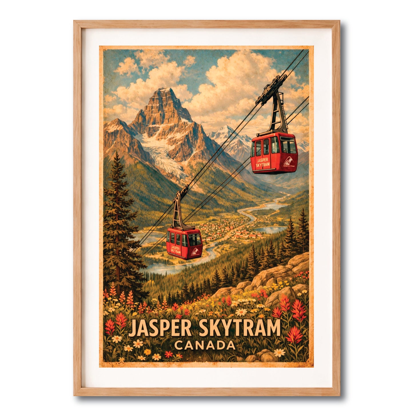 Jasper SkyTram Canadian Rockies Vintage Wall Art Digital Download