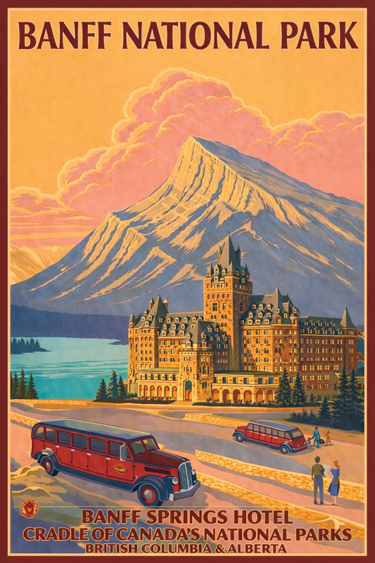 Banff Springs Hotel  Vintage Travel Poster