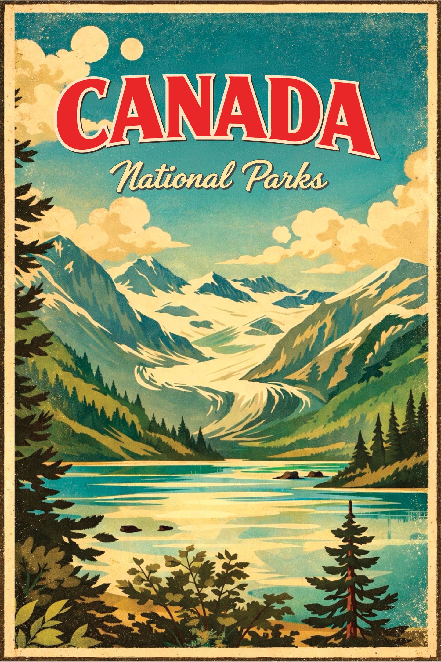Canada National Parks Poster – Vintage Landscape Wall Art Print