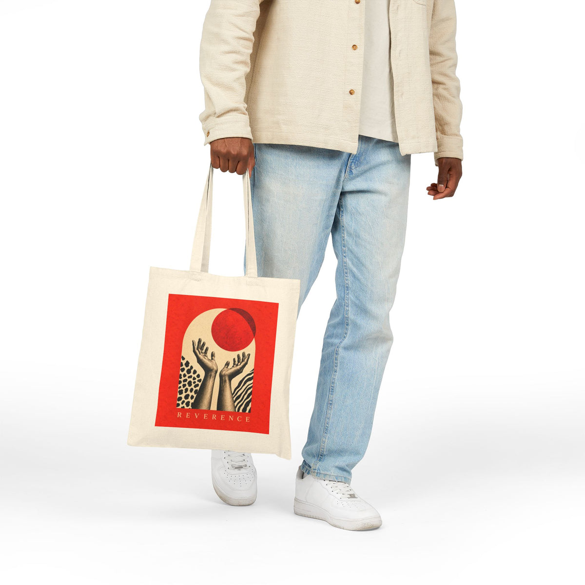 Red Sun Canvas Tote — Natural