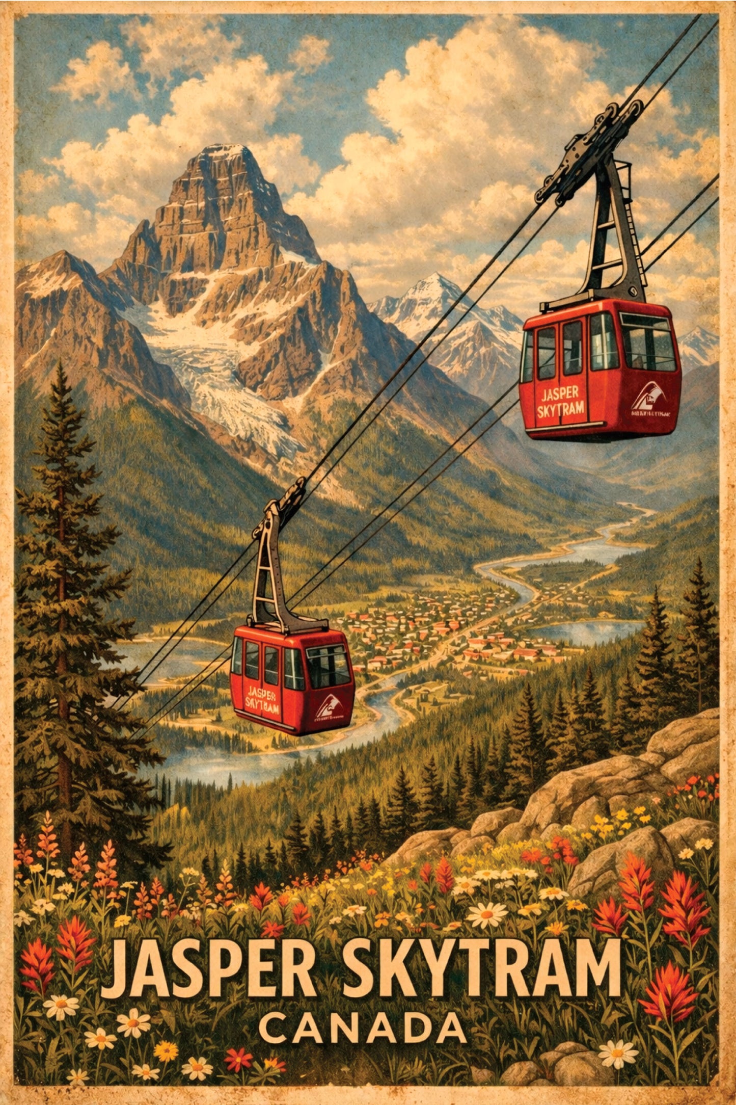 Jasper SkyTram Canada Vintage Travel Poster
