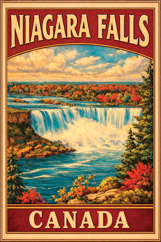 Niagara Falls Canada Autumn Vintage Travel Poster