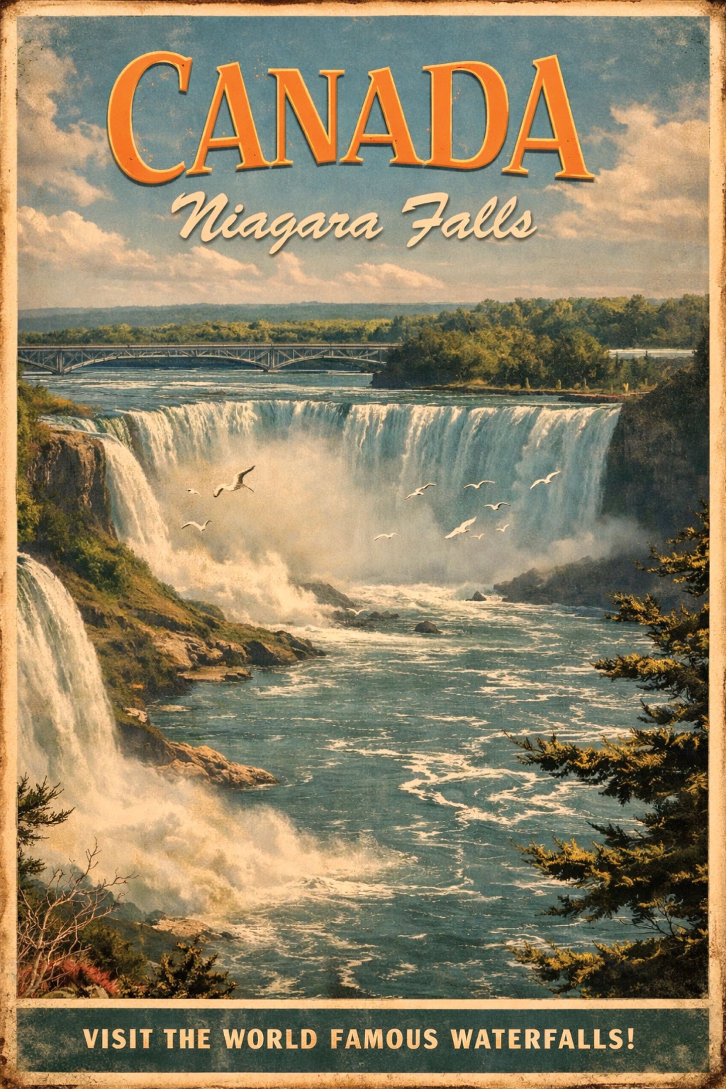 Canada Niagara Falls Vintage Travel Poster