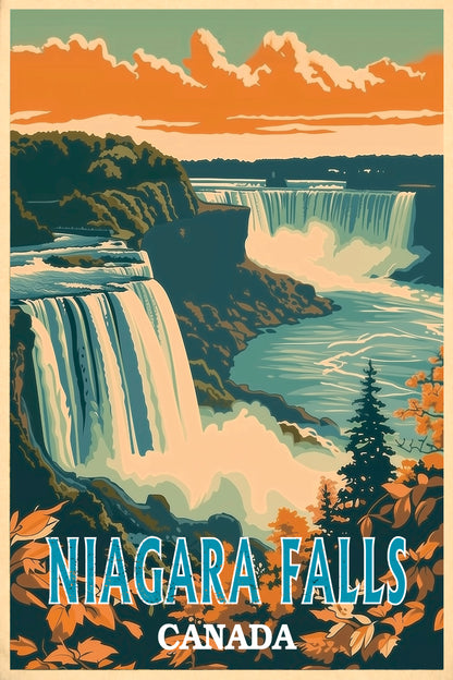 Niagara Falls Canada Retro Style Travel Poster
