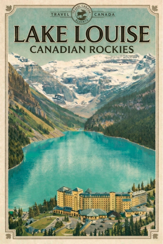 Lake Louise Canadian Rockies Vintage Travel Poster