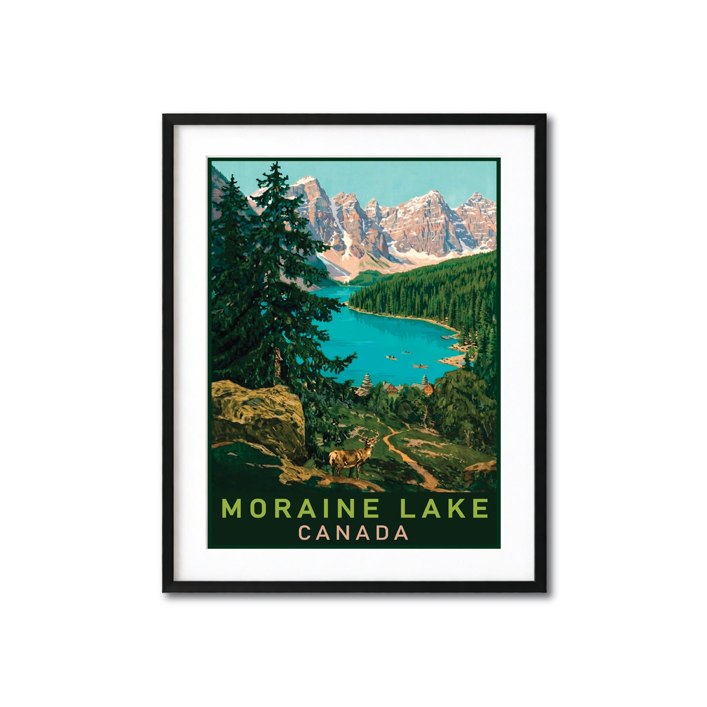 Moraine Lake Canada Poster – Vintage Mountain Wall Art Print