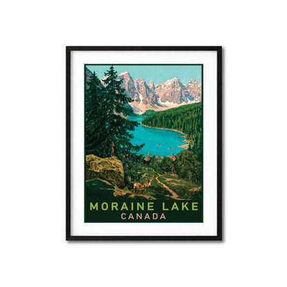 Moraine Lake Canada Poster – Vintage Mountain Wall Art Print