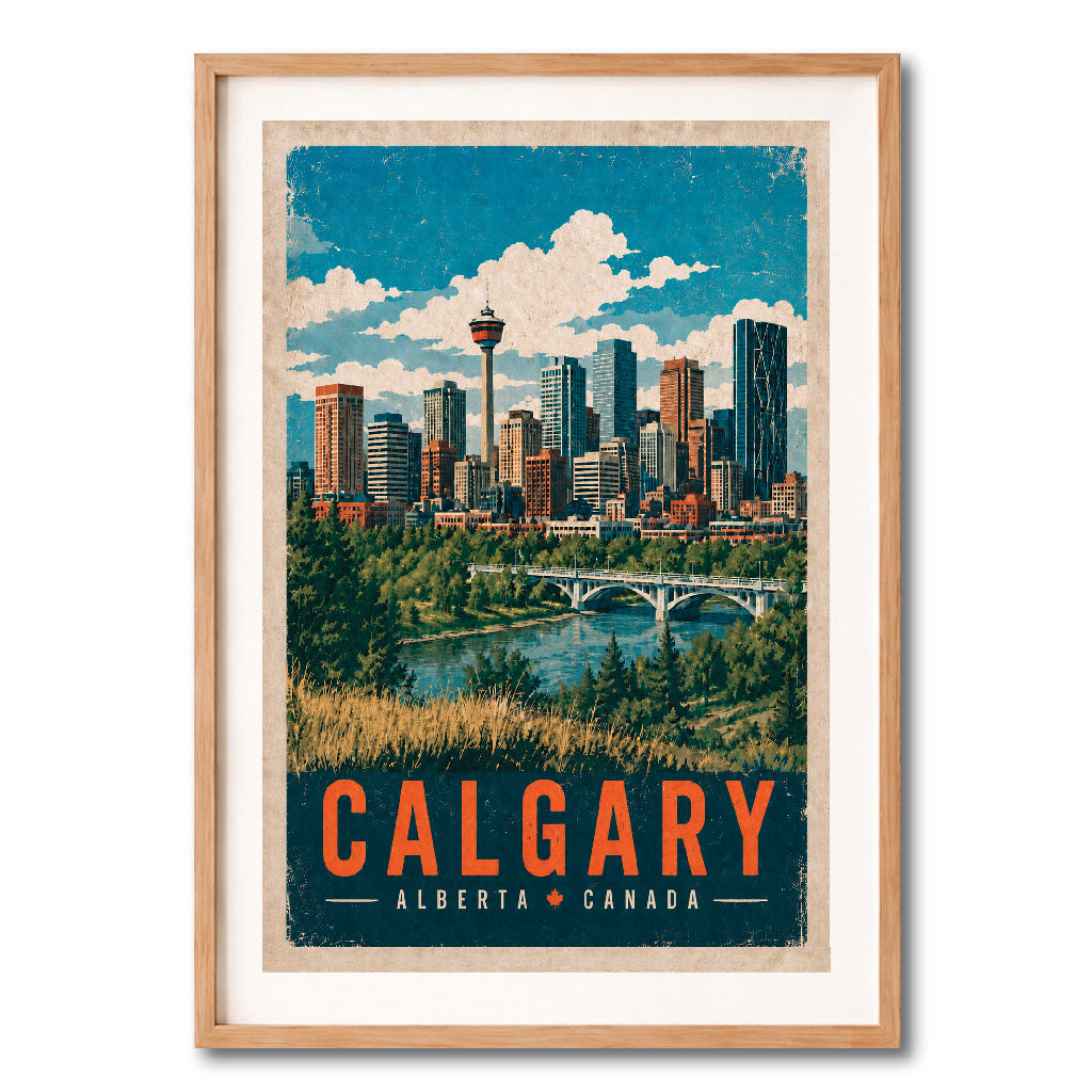 Calgary Alberta Skyline Vintage Wall Art Digital Download