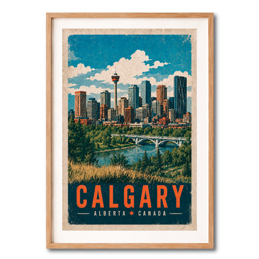 Calgary Alberta Skyline Vintage Wall Art Digital Download