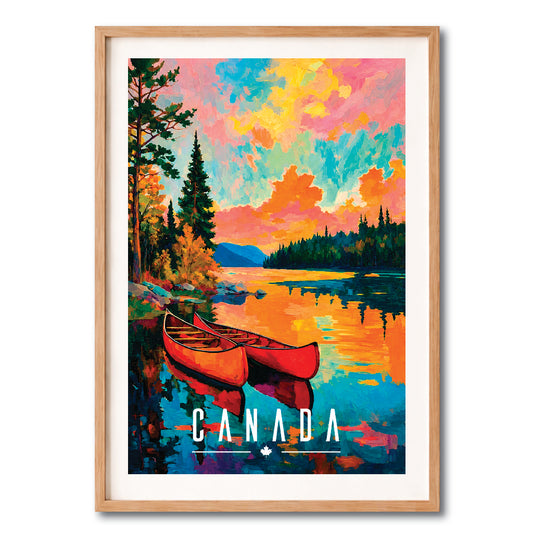 Canada Canoe Lake Vintage Wall Art Digital Download