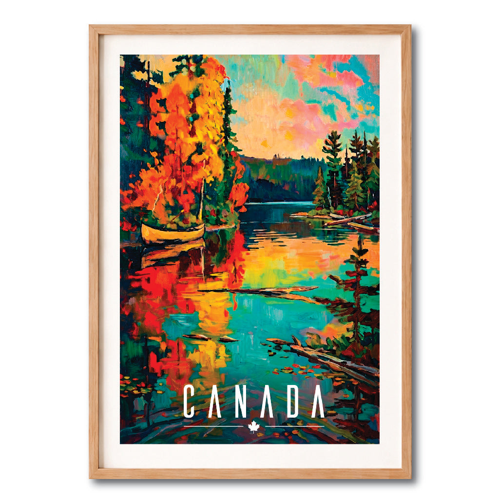 Canada Autumn Lake Vintage Wall Art Digital Download