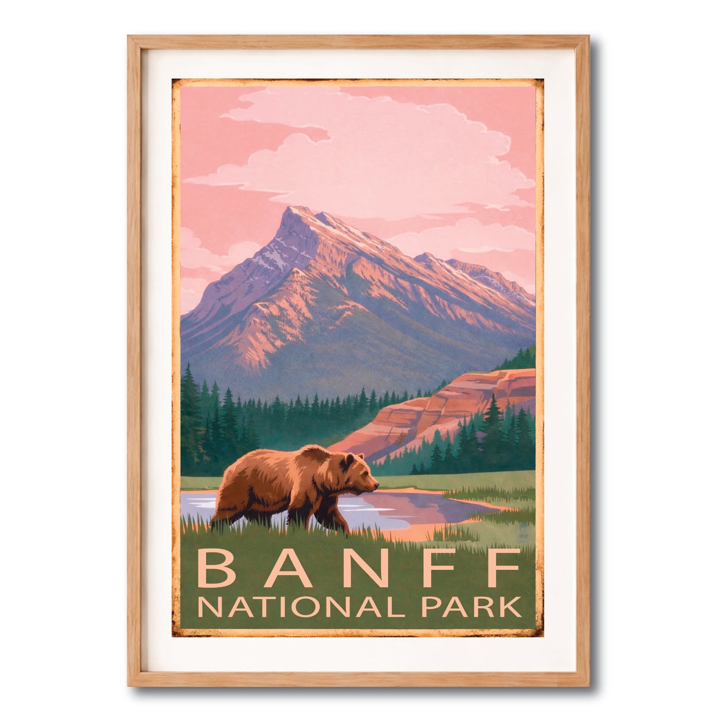 Banff National Park Bear Vintage Wall Art Digital Download