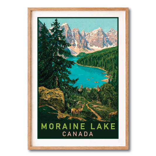Moraine Lake Canada Poster – Vintage Mountain Wall Art Print