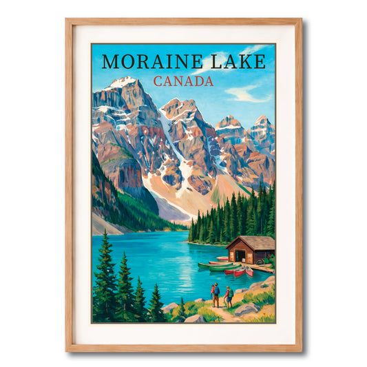 Moraine Lake Canada Vintage Travel Poster Wall Art Digital Download