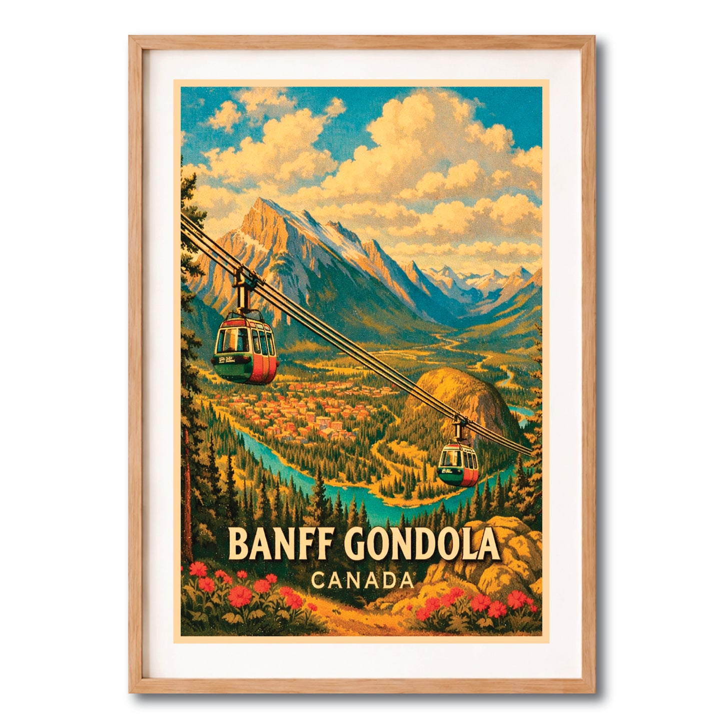 Banff Gondola Canada Vintage Wall Art Digital Download