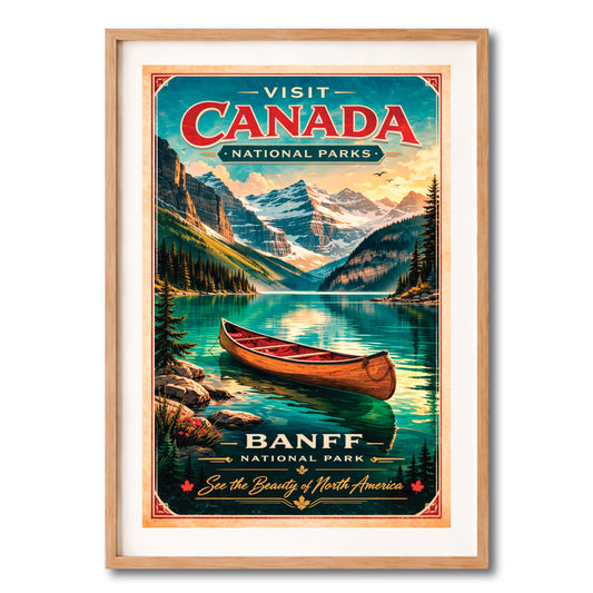 Banff National Park Canoe Vintage Wall Art Digital Download