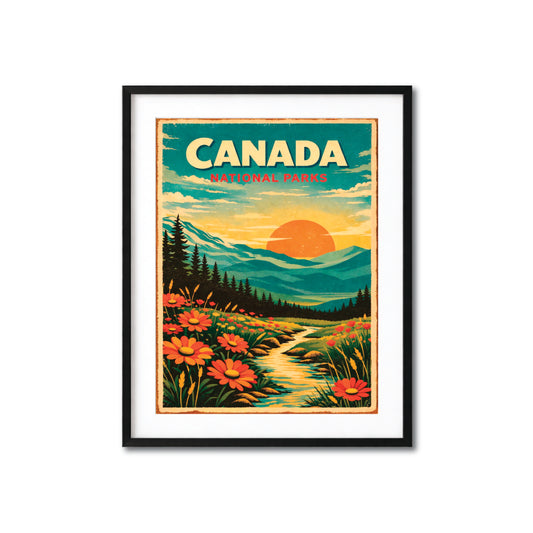 Canada National Parks Sunset Vintage Travel Poster