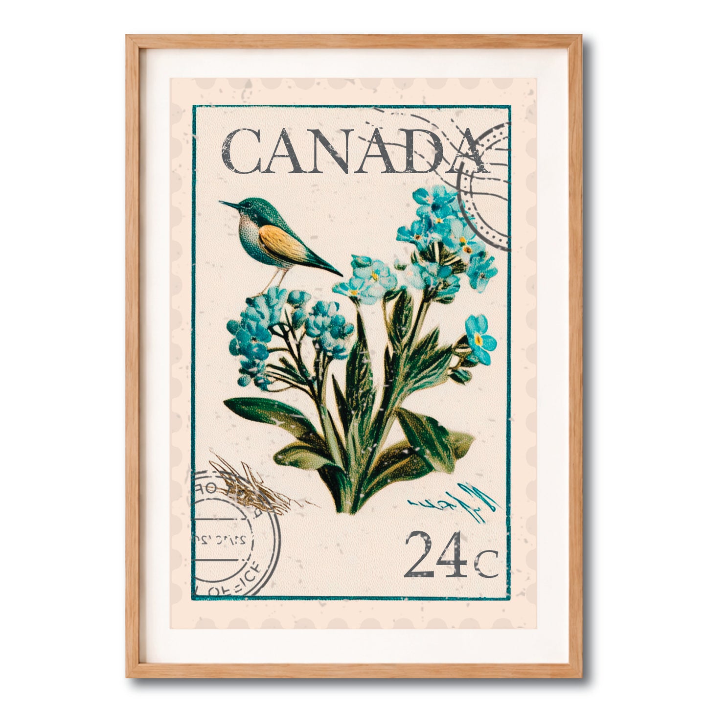 Canada Botanical Postage Stamp Vintage Wall Art Digital Download
