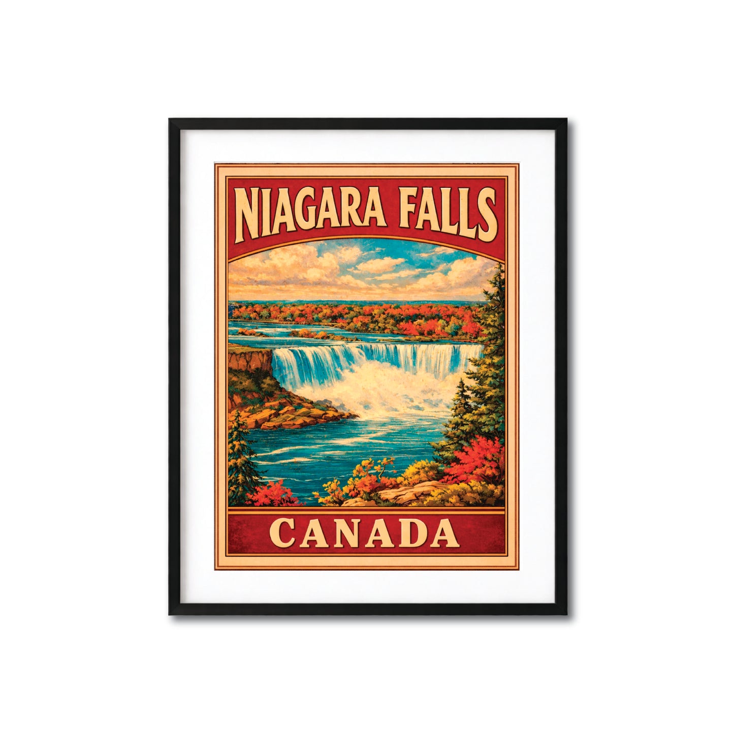 Niagara Falls Canada Autumn Vintage Travel Poster