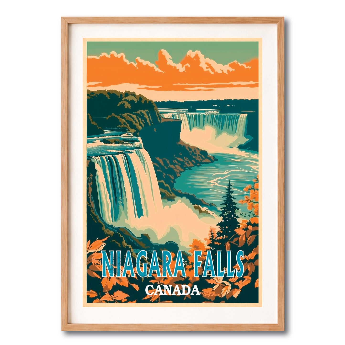 Niagara Falls Canada Retro Style Travel Poster