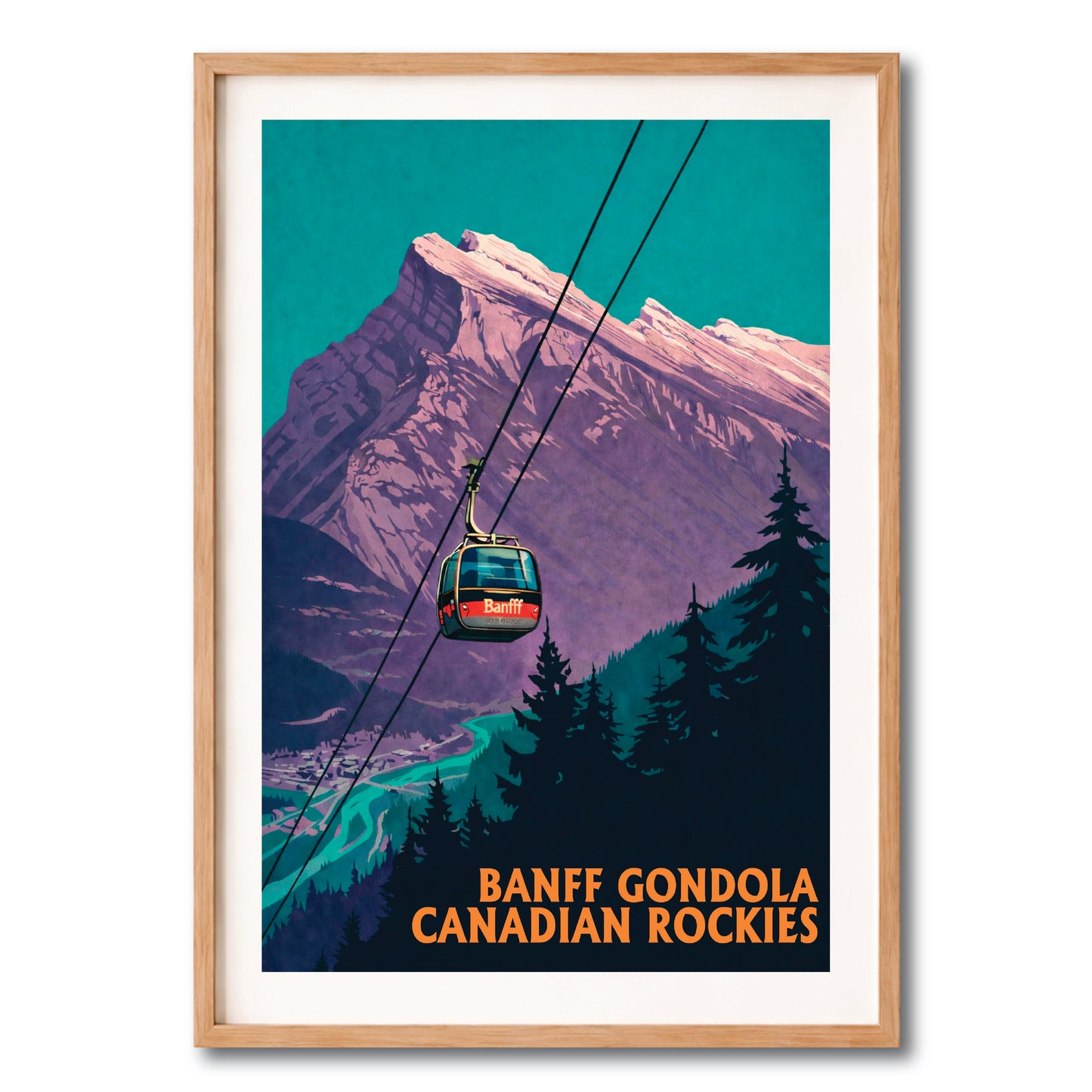 Banff Gondola Canadian Rockies Vintage Wall Art Digital Download