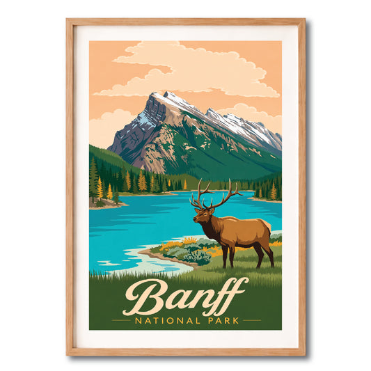 Banff National Park Elk Vintage Wall Art Digital Download