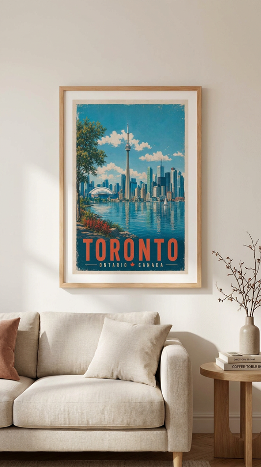 Toronto Skyline Waterfront Vintage Wall Art Digital Download