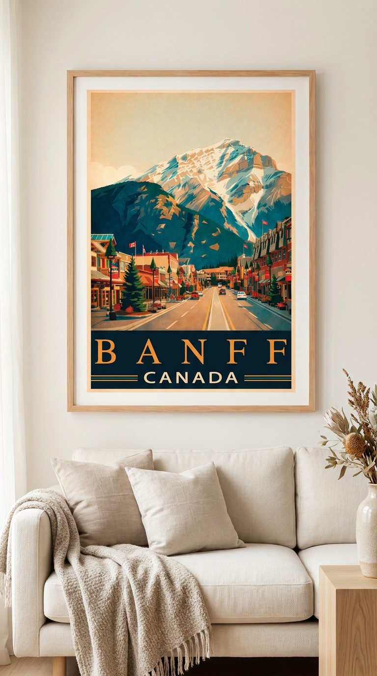 Banff Canada Mountain Town Vintage Wall Art Digital Download