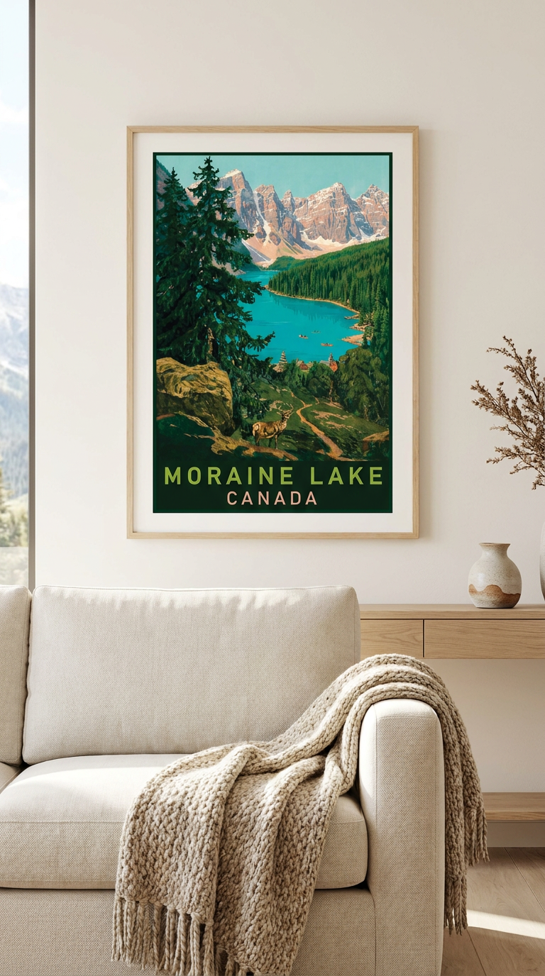 Moraine Lake Canada Vintage Wall Art Digital Download