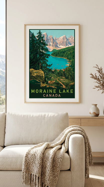 Moraine Lake Canada Vintage Wall Art Digital Download
