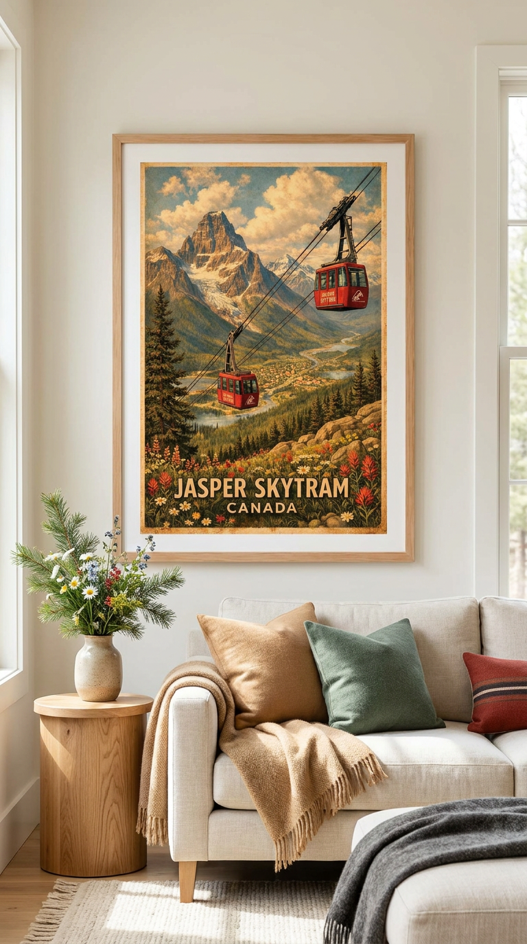 Jasper SkyTram Canadian Rockies Vintage Wall Art Digital Download
