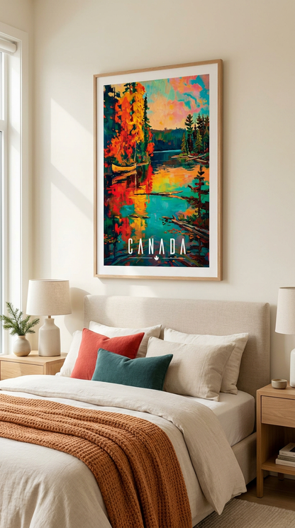 Canada Autumn Lake Vintage Wall Art Digital Download