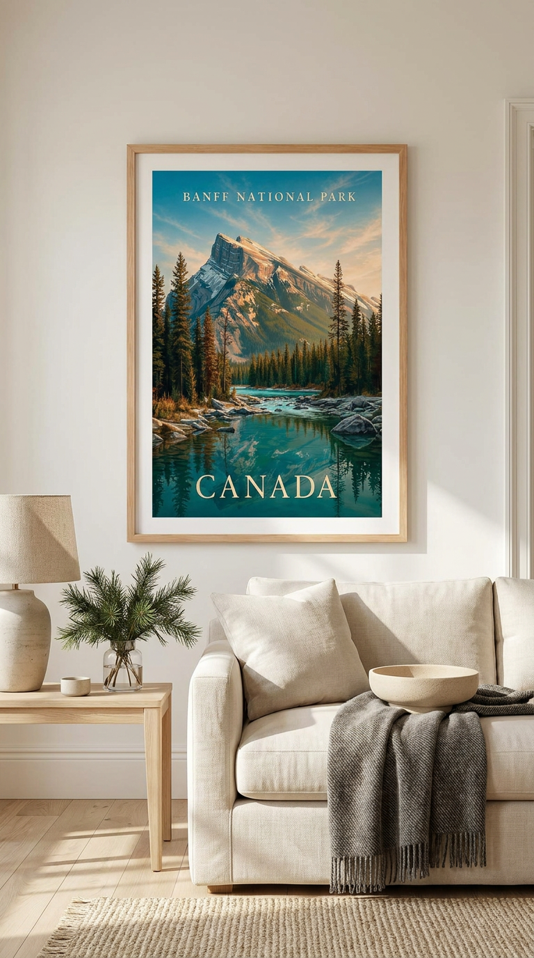 Banff National Park Mountain Lake Vintage Wall Art Digital Download