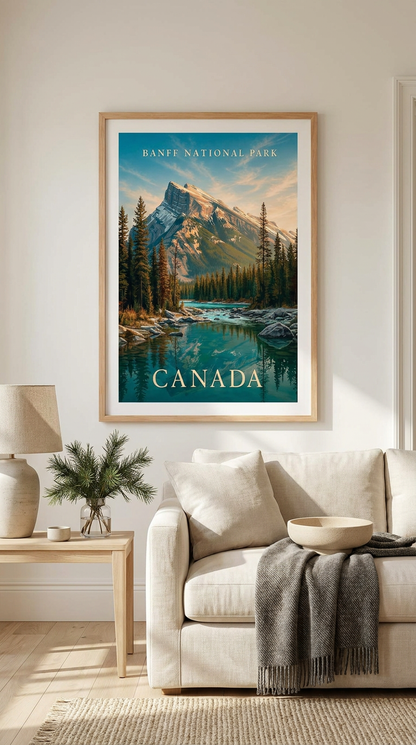 Banff National Park Mountain Lake Vintage Wall Art Digital Download