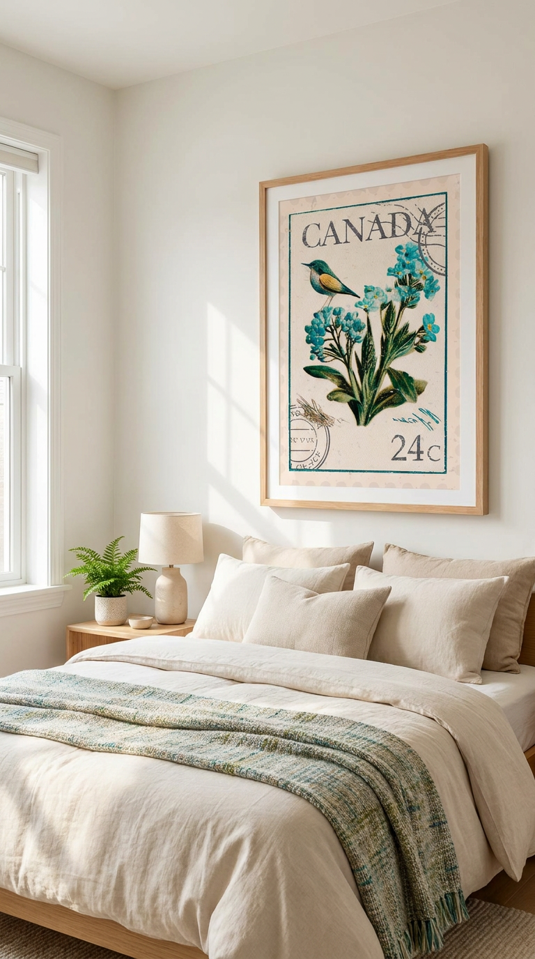 Canada Botanical Postage Stamp Vintage Wall Art Digital Download