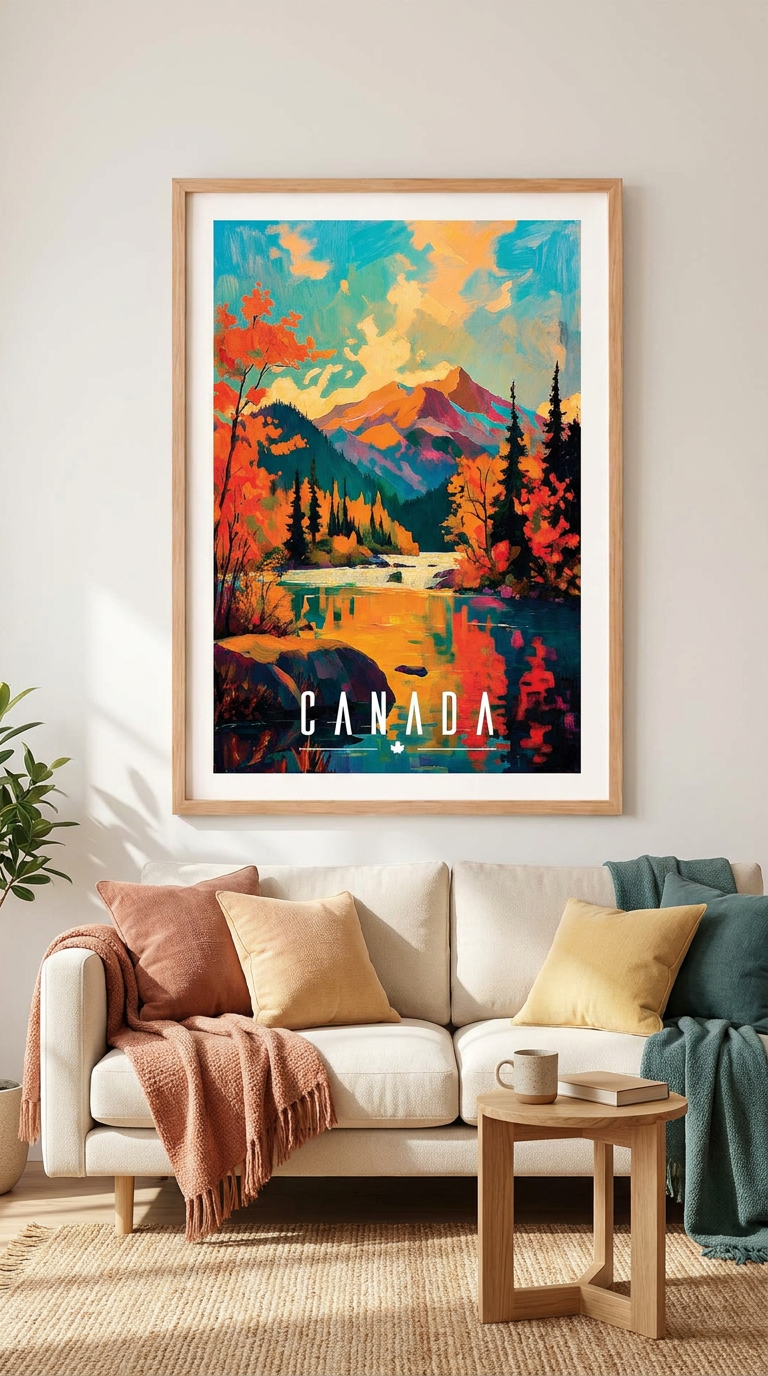Canada Mountain Lake Vintage Wall Art Digital Download
