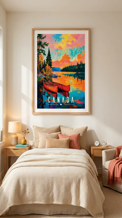 Canada Canoe Lake Vintage Wall Art Digital Download