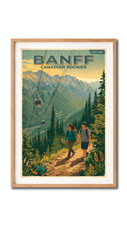 Banff Canadian Rockies Hiking Vintage Wall Art Digital Download