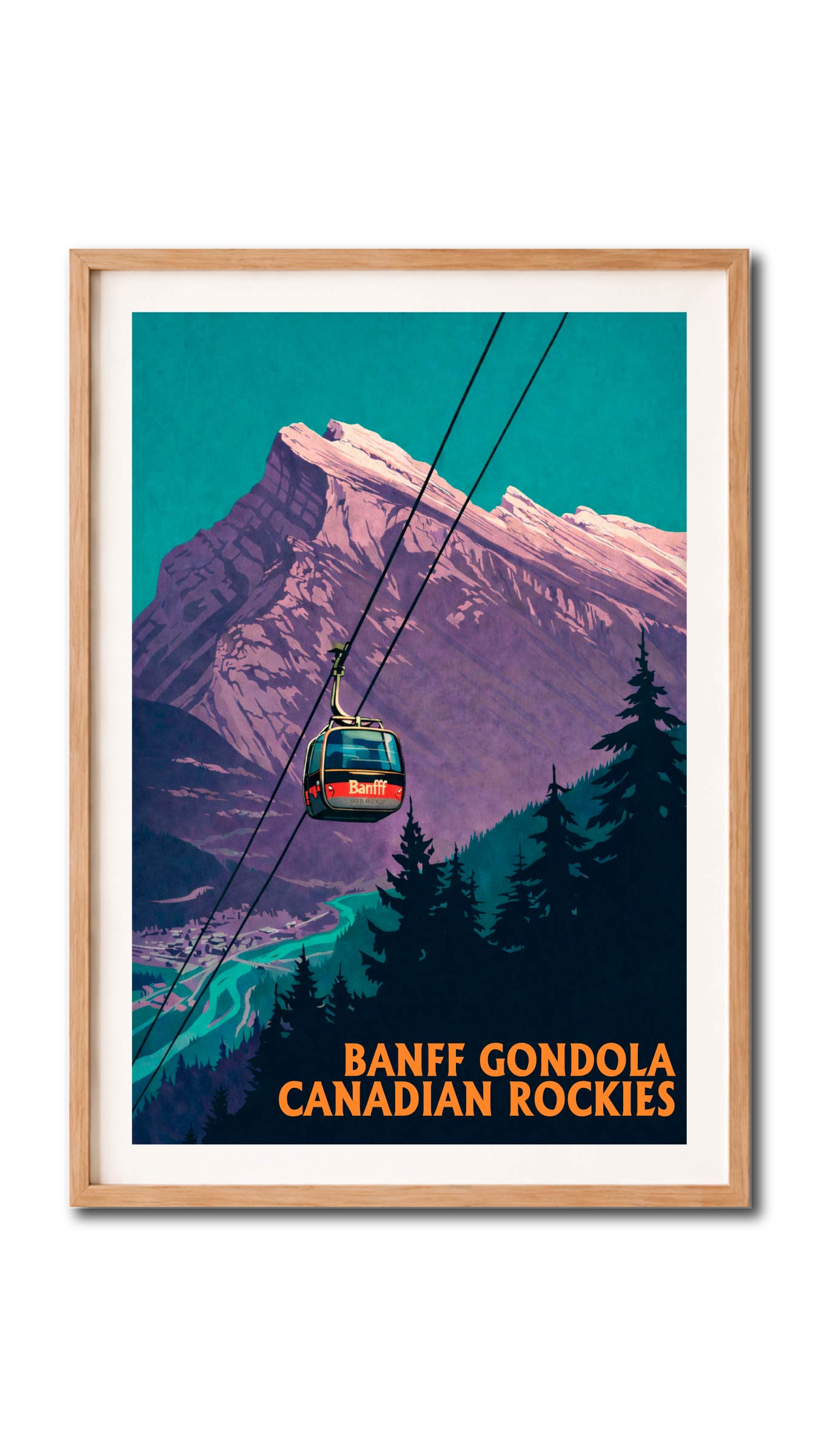 Banff Gondola Canadian Rockies Vintage Wall Art Digital Download