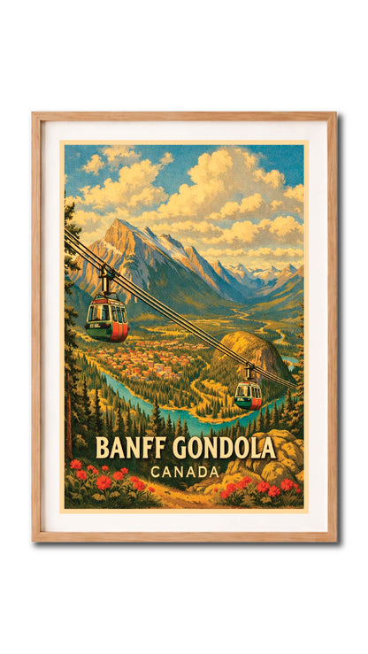 Banff Gondola Canada Vintage Wall Art Digital Download