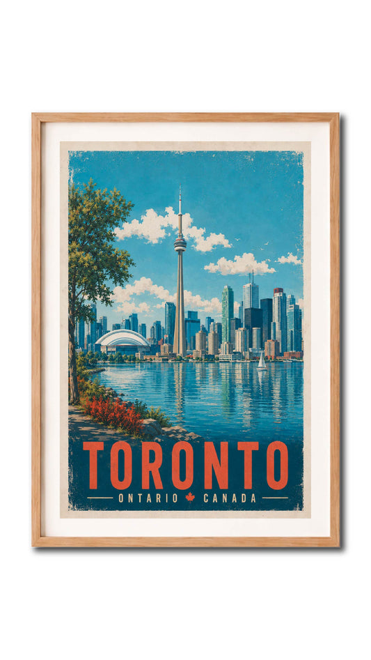 Toronto Skyline Waterfront Vintage Wall Art Digital Download