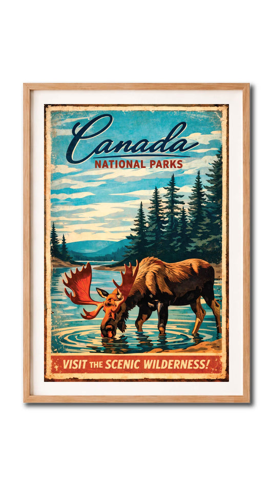 Canada National Parks Moose Vintage Wall Art Digital Download
