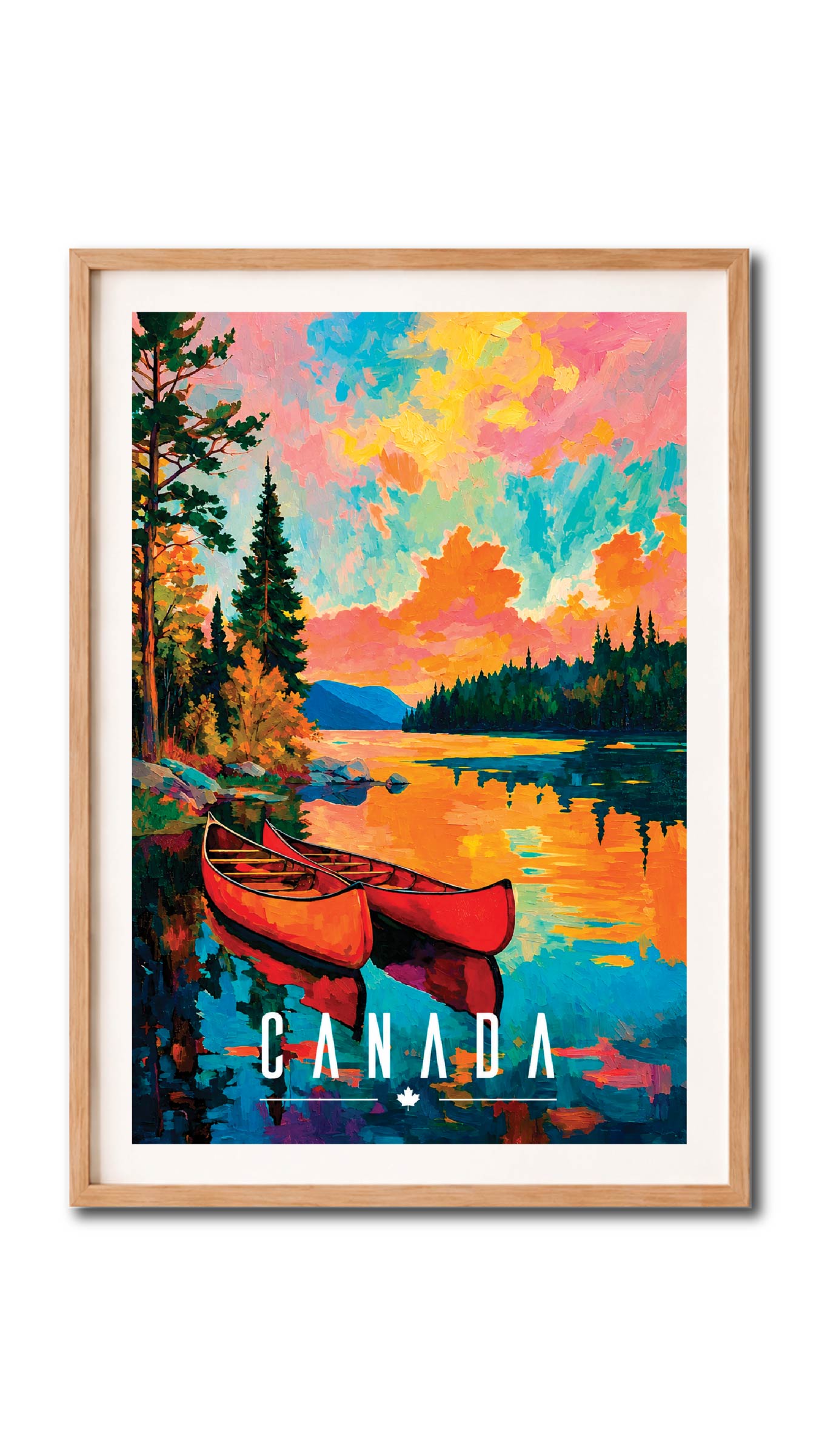Canada Canoe Lake Vintage Wall Art Digital Download