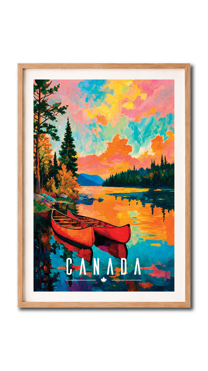 Canada Canoe Lake Vintage Wall Art Digital Download