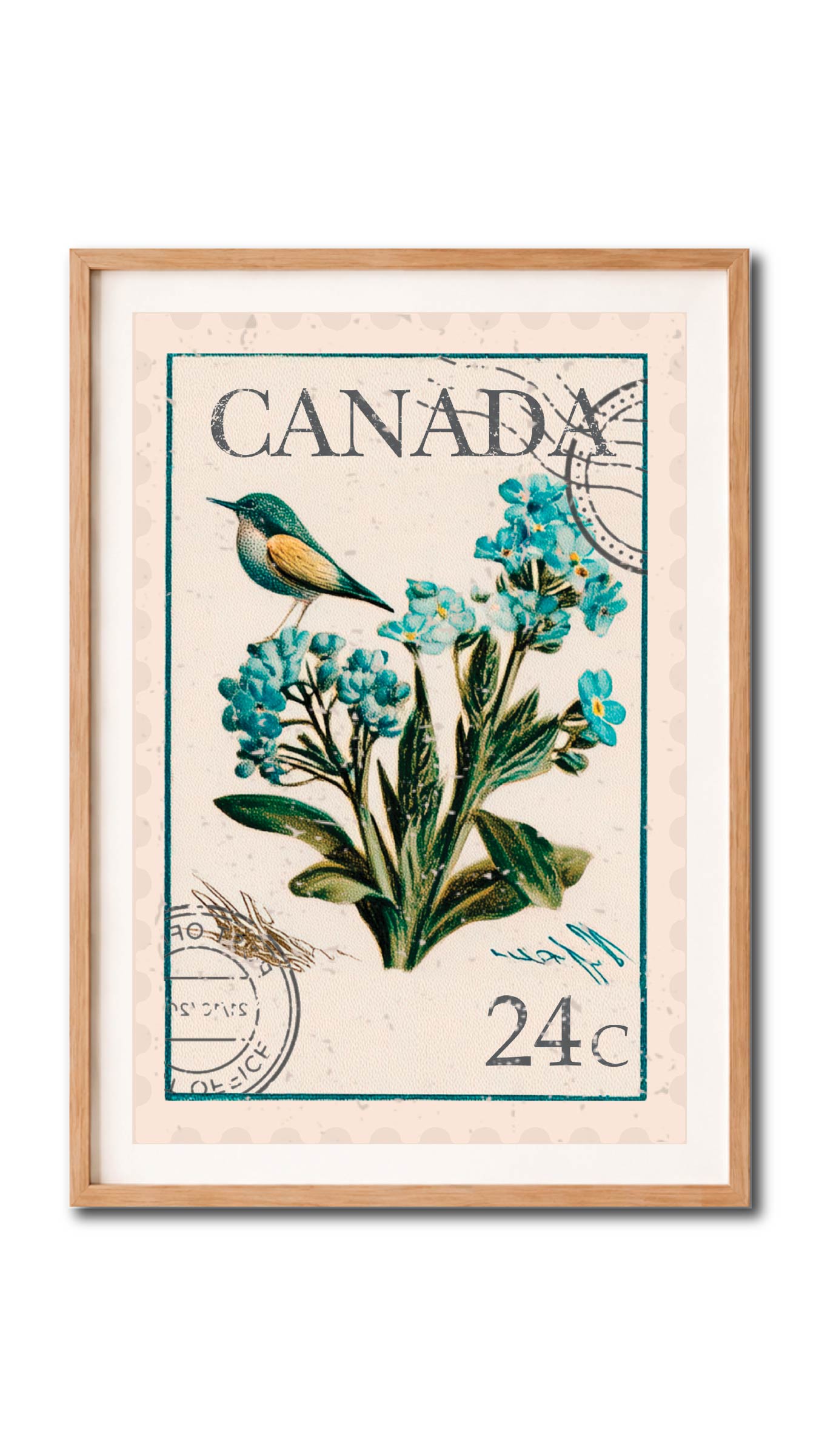 Canada Botanical Postage Stamp Vintage Wall Art Digital Download