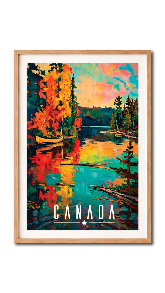 Canada Autumn Lake Vintage Wall Art Digital Download