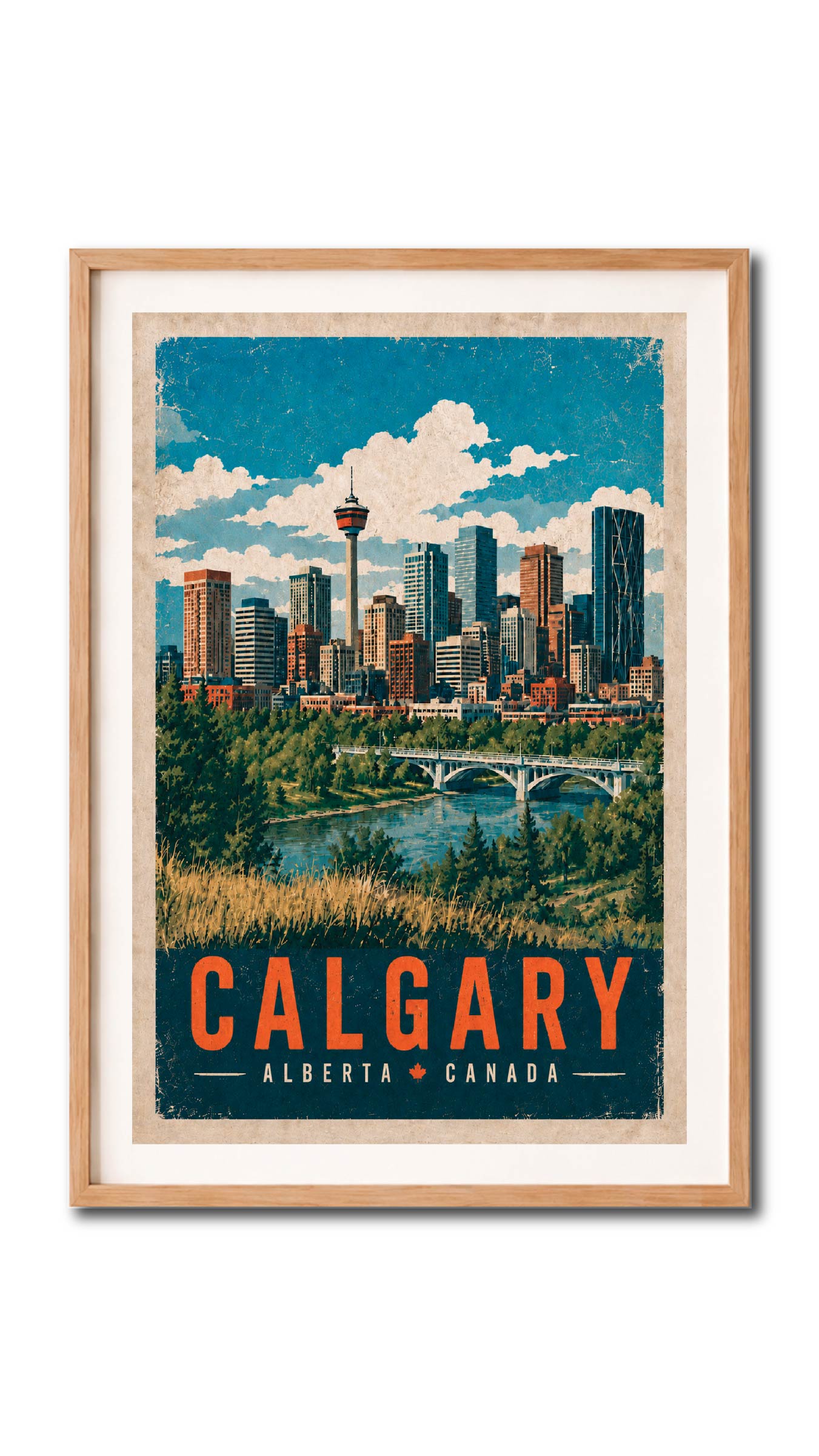 Calgary Alberta Skyline Vintage Wall Art Digital Download