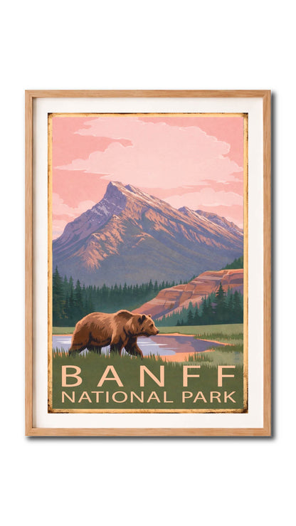 Banff National Park Bear Vintage Wall Art Digital Download